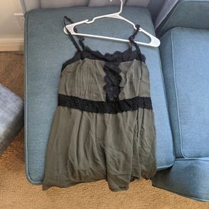 Torrid Olive Green Linen & Lace Babydoll Blouse